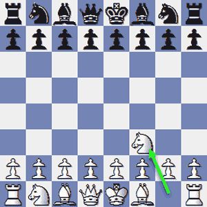 1.Nf3 - The Knights can leap over pawns or pieces