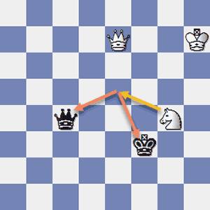 White can fork Black's King and Queen with 43.Ne5+, the Knight is famous for it's forking ability